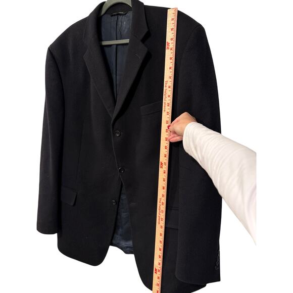 Huckberry Vintage 46L 100% CASHMERE Big&Tall Blazer Luxury 3 Button Jacket Black - Picture 8 of 10
